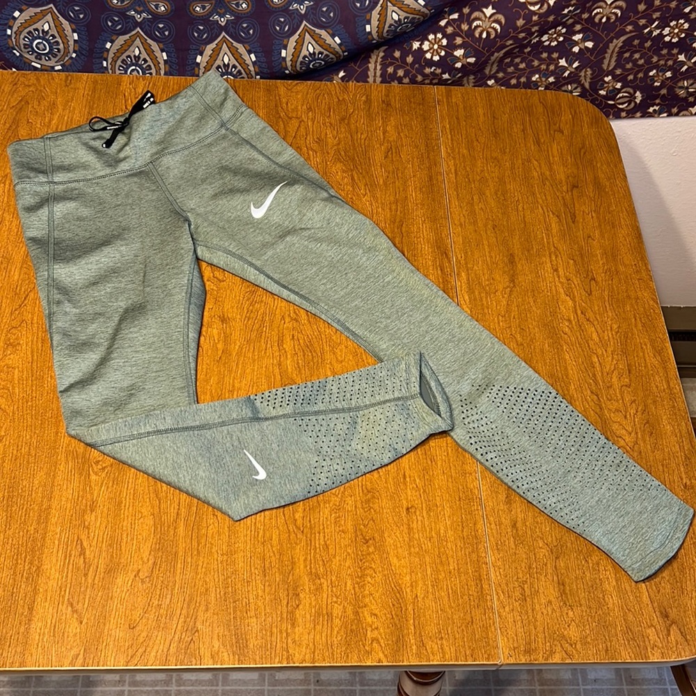 Nike Running Leggings Womens Extra Small Green Pockets Athletic Pants